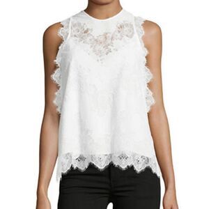 Carven Lace Tank Top-WHITE-36